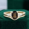 14K Yellow Gold Smoky Quartz Engagement Ring Set