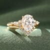 3CT Oval Cut Moissanite Classic Cluster Bridal Ring Set (1)