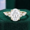 3CT Oval Cut Moissanite Classic Side Stone Engagement Ring