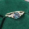 Yellow Gold Alexandrite and Diamond Cluster Engagement Ring
