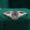Black Rutilated Quartz With Moissanite Engagement Ring