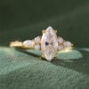 Classic Cluster 1CT Marquise Cut Moissanite Engagement Ring (1)