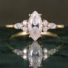 Classic Cluster 1CT Marquise Cut Moissanite Engagement Ring (2)