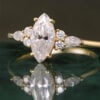 Classic Cluster 1CT Marquise Cut Moissanite Engagement Ring (3)