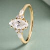 Classic Cluster 1CT Marquise Cut Moissanite Engagement Ring (6)