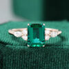 Classic Cluster | Emerald Cut Emerald Engagement Ring For Women