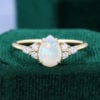 Classic Cluster Pear Shaped Opal Engagement Ring with Moissanite Accents