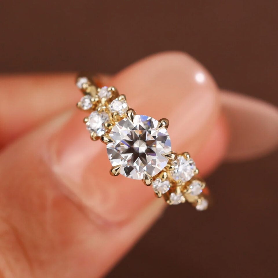 Flip Petite Snowdrift Half Carat Round Cut Moissanite Promise Ring