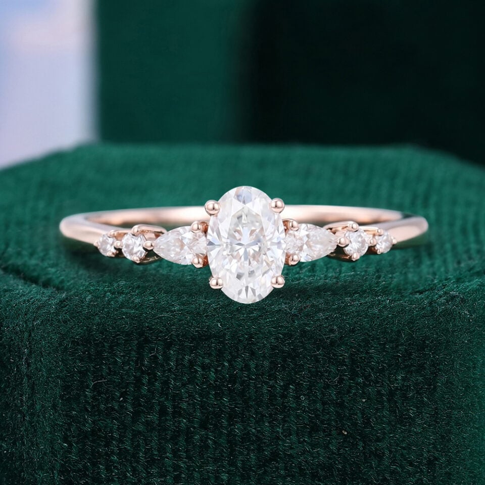 Half Carat Oval Cut Moissanite Promise Ring Dainty Engagement Ring