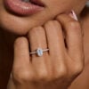 Hidden Halo Oval Cut Moissanite Half Pavé Engagement Ring (1)
