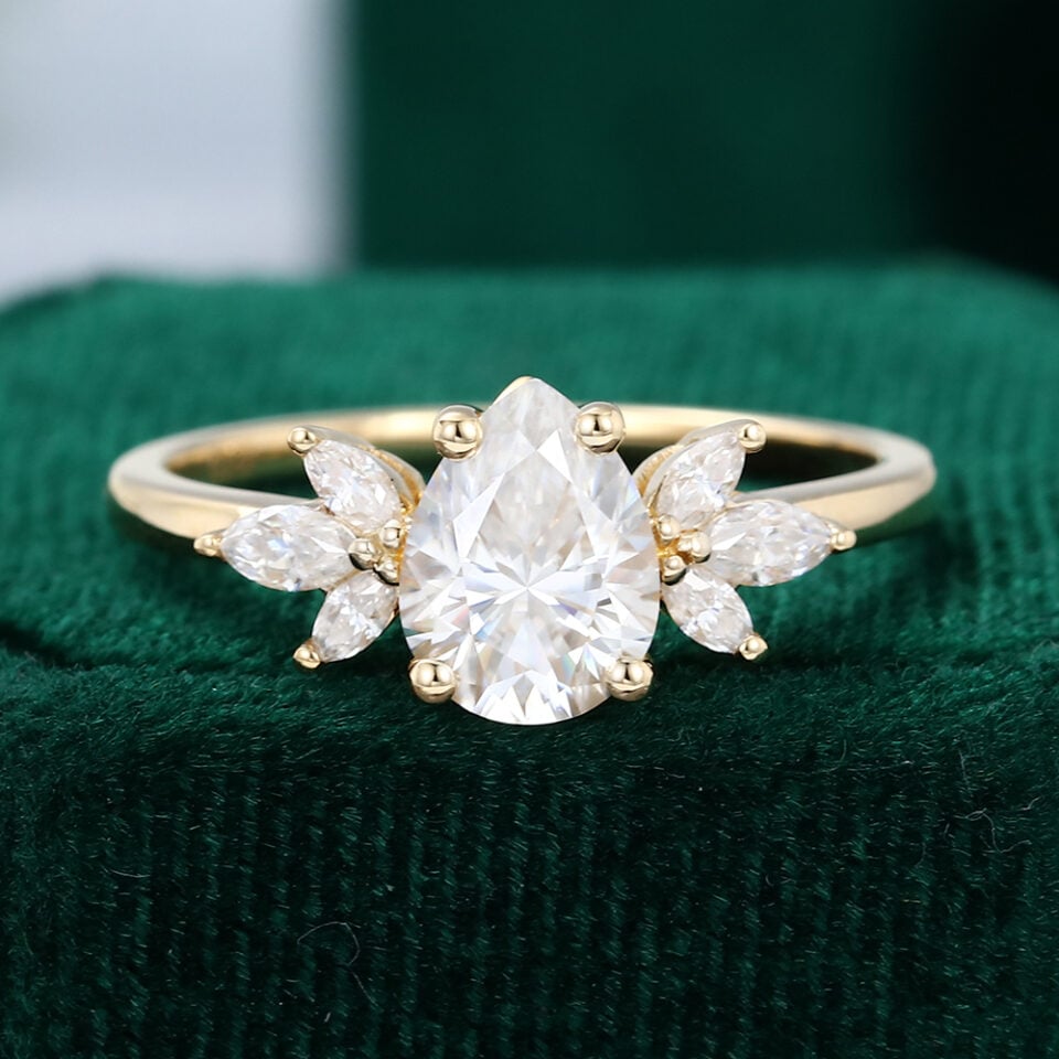 Petal Cluster | Pear Shaped Moissanite Engagement Ring
