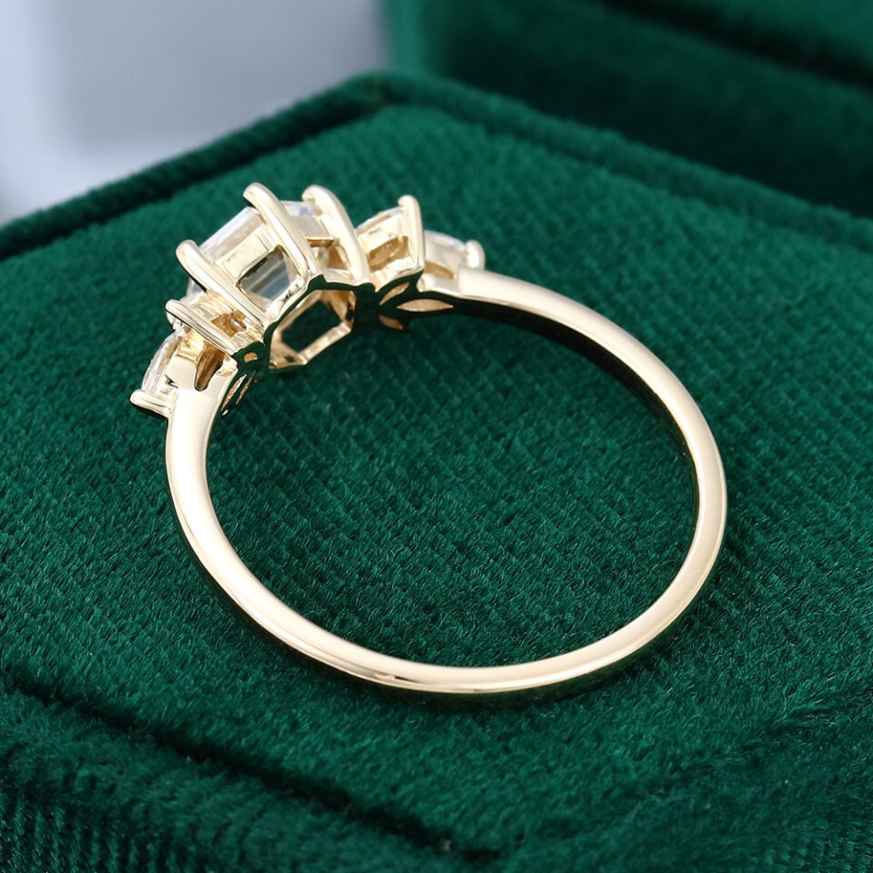 Hexagon cut Moissanite engagement ring yellow gold vintage Unique Marquise Diamond Cluster engagement ring delicate wedding Bridal ring