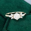 Hexagon cut Moissanite engagement ring yellow gold vintage Unique Marquise Diamond Cluster engagement ring delicate wedding Bridal ring