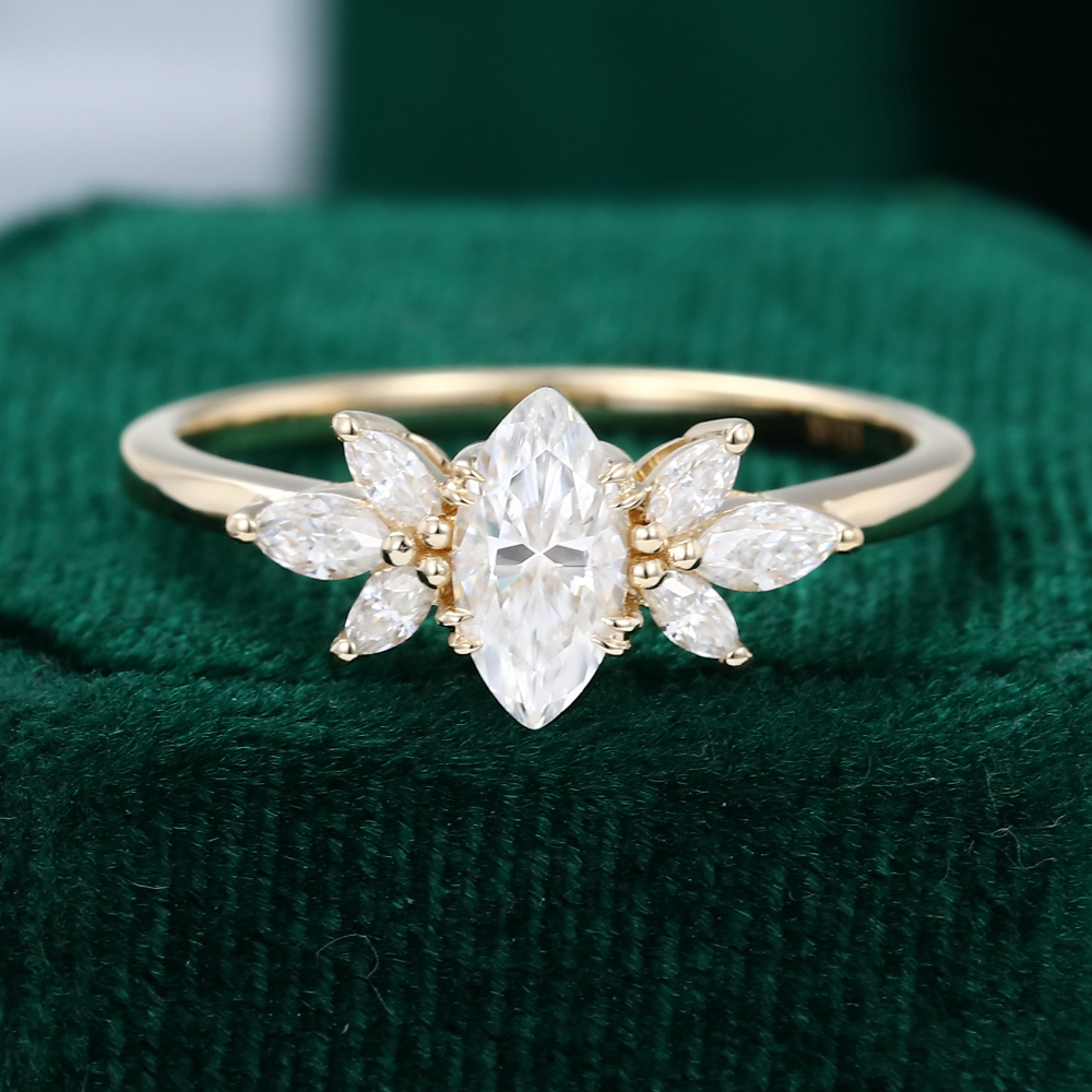 Marquise Moissanite Wedding Band
