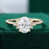 Oval Cut Moissanite Engagement Ring with Navette Accents