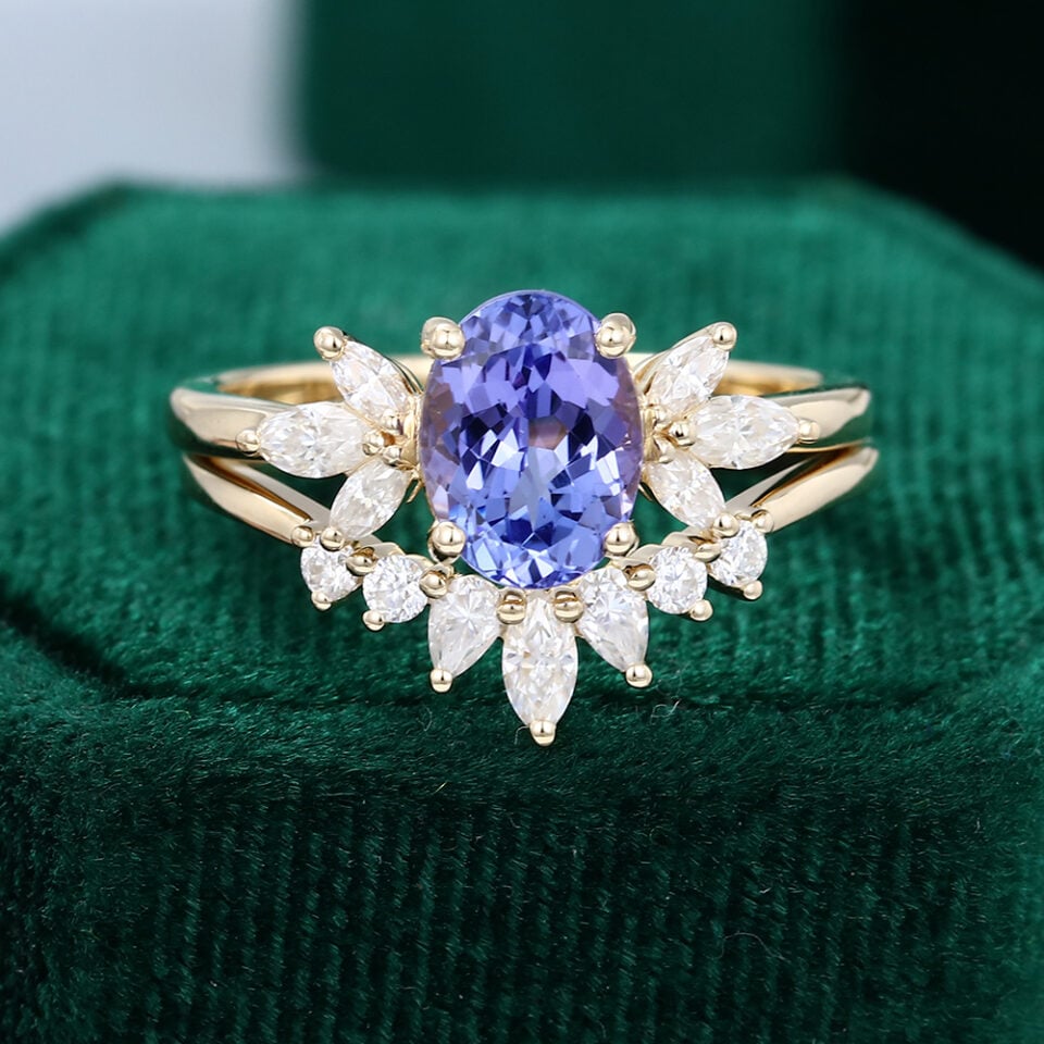 MOLLYJEWELRY Gold Tanzanite Wedding Set