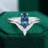 MOLLYJEWELRY Marquise cut London blue topaz Engagement Ring Set