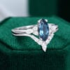 MOLLYJEWELRY Marquise cut London blue topaz Engagement Ring Set