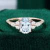 Oval Cut Aquamarine & Moissanite Classic Cluster Engagement Ring