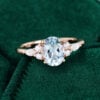 MOLLYJEWELRY Oval cut Aquamarine Rose Gold Engagement Ring