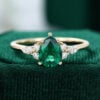 Vintage Pear Shaped Emerald Ring Anniversary Ring For Her