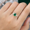 Vintage Pear Shaped Emerald Ring in Yellow Gold