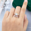 MOLLYJEWELRY Rose Gold Emerald cut Opal Wedding Set