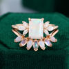 MOLLYJEWELRY Rose Gold Emerald cut Opal Wedding Set