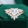 MOLLYJEWELRY Rose Gold Heart cut Moissanite Engagement Ring Set