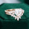 MOLLYJEWELRY Rose Gold Heart cut Moissanite Engagement Ring Set