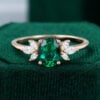 MOLLYJEWELRY Rose Gold Lab Emerald Engagement Ring