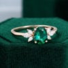 MOLLYJEWELRY Rose Gold Lab Emerald Engagement Ring