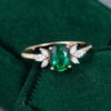 MOLLYJEWELRY Rose Gold Lab Emerald Engagement Ring
