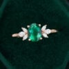 MOLLYJEWELRY Rose Gold Lab Emerald Engagement Ring