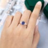 MOLLYJEWELRY Rose Gold Lab Sapphire Engagement Ring