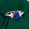 MOLLYJEWELRY Rose Gold Lab Sapphire Engagement Ring