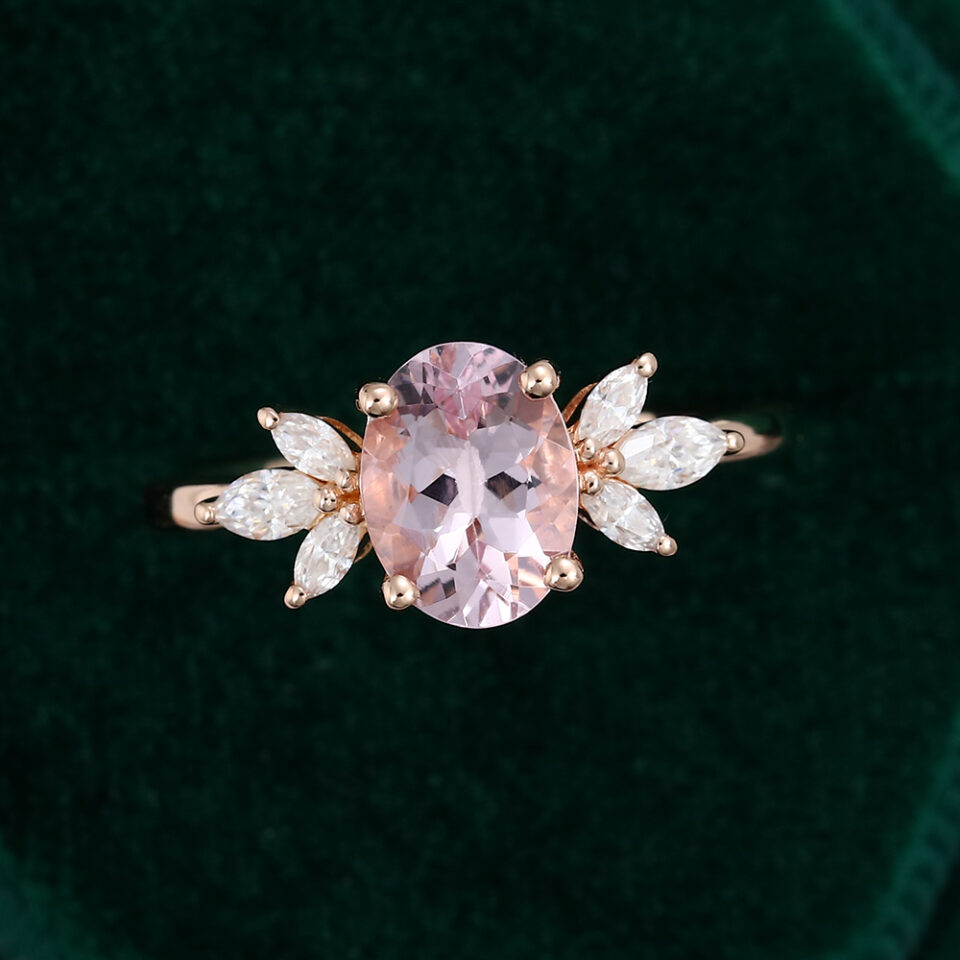 MOLLYJEWELRY Rose Gold Morganite Engagement Ring