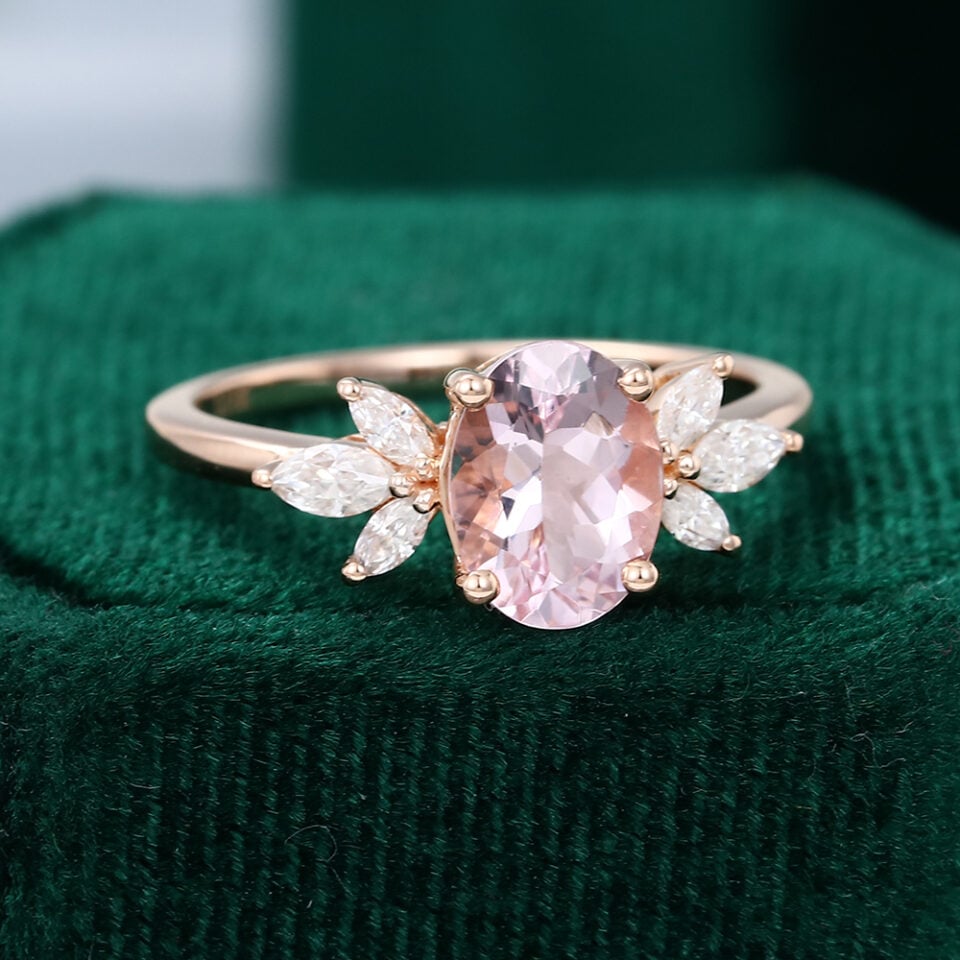 MOLLYJEWELRY Rose Gold Morganite Engagement Ring