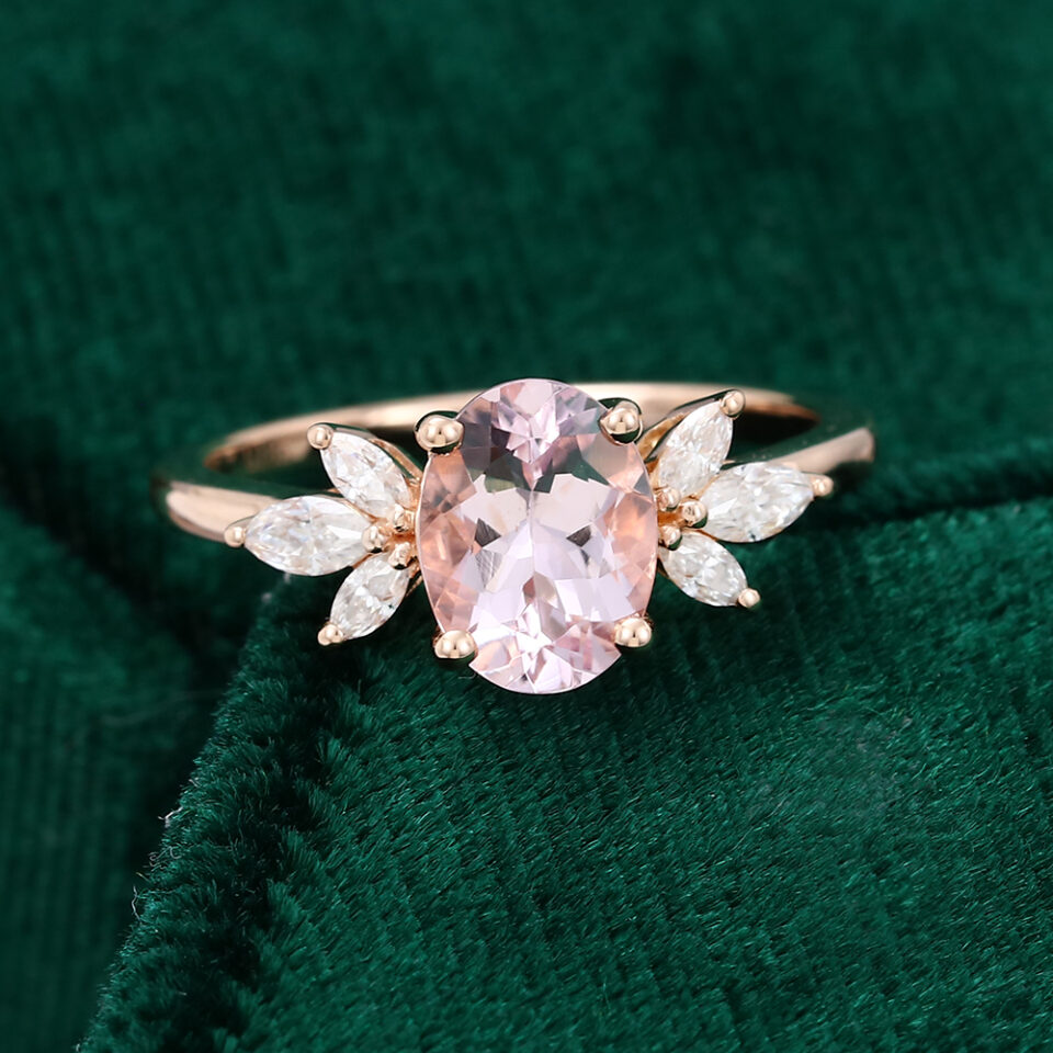 MOLLYJEWELRY Rose Gold Morganite Engagement Ring