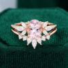 MOLLYJEWELRY Rose Gold Morganite Wedding Set