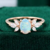 Natural Opal Engagement Ring With Moissanite Wings