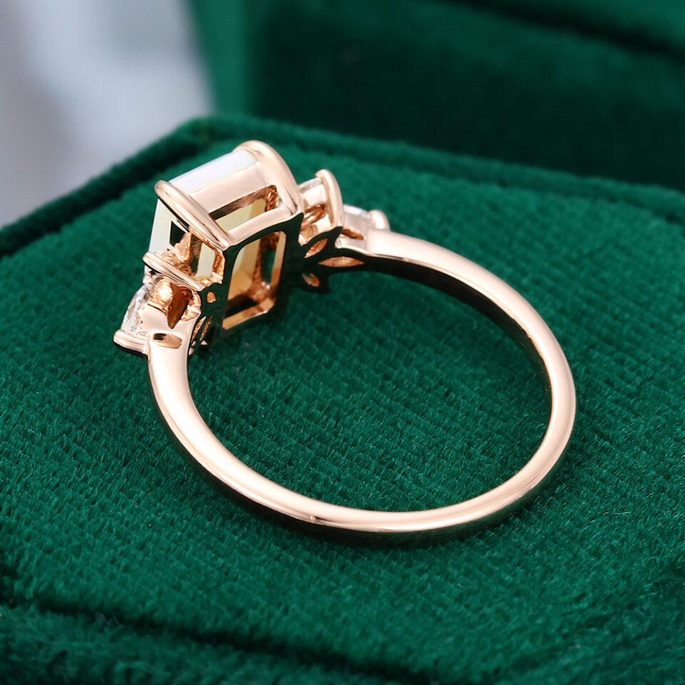 MOLLYJEWELRY Rose Gold Opal Engagement Ring
