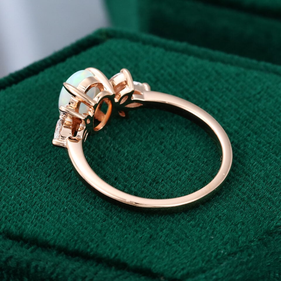 MOLLYJEWELRY Rose Gold Opal Engagement Ring