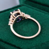 8mm Round Lab Blue Sapphire and Diamond Engagement Ring Rose Gold Band