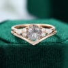 MOLLYJEWELRY Rose gold Black Rutilated Quartz Wedding Set