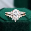 MOLLYJEWELRY Rose gold Oval Moissanite Engagement Ring Set