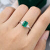 White Gold Emerald Cut Emerald Engagement Ring