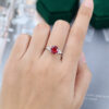 MOLLYJEWELRY White Gold Lab Ruby Engagement Ring