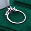 Blue Sapphire and Diamond Wing Ring in White Gold Band