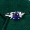 Blue Sapphire and Diamond Wing Ring in White Gold